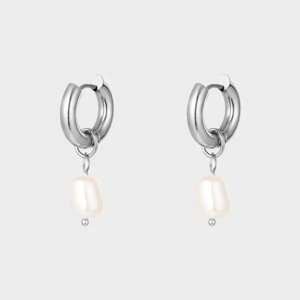Øreringe*Winther Studio Chunky Pearl Hoops Sølv