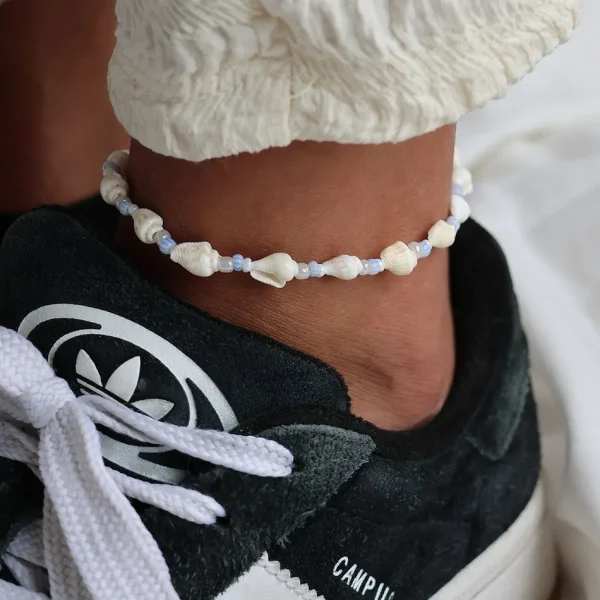 Ankelkæder*Winther Studio Ocean Shell Ankelkæde hvid/blå